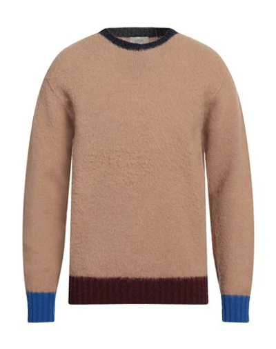 Shop Altea Man Sweater Camel Size L Virgin Wool In Beige