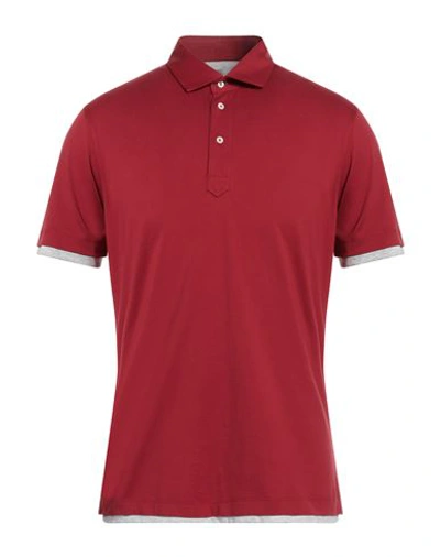 Shop Brunello Cucinelli Man Polo Shirt Brick Red Size S Cotton