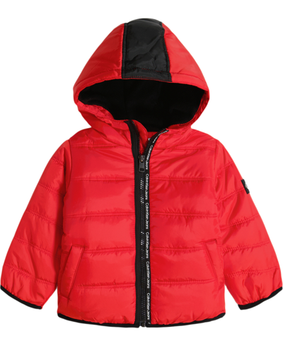 Shop Calvin Klein Baby Boys Bubble Jacket In Racing Red