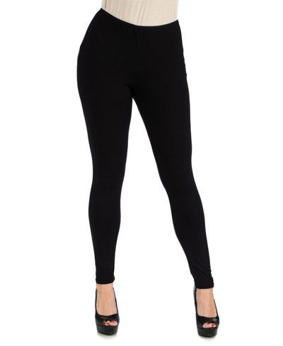 Shop 24seven Comfort Apparel Women's Stretch Ankle Length Leggings In Black