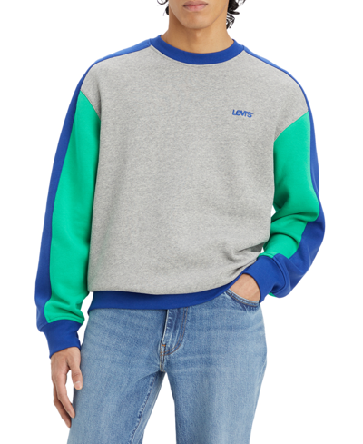 Shop Levi's Men's Relaxed-fit Colorblocked Logo Sweatshirt, Created For Macy's In Mid Tone Grey Heather