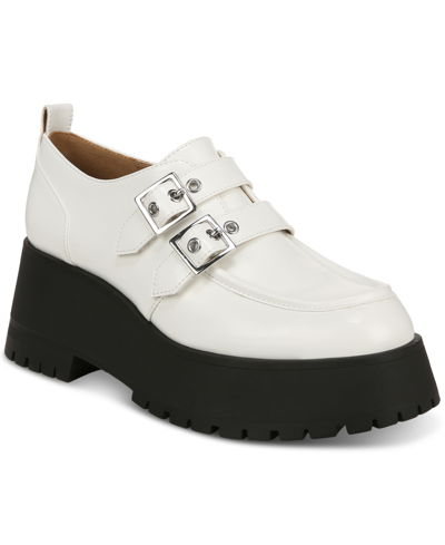 Shop Zodiac Women's Perri Double Buckle Lug Sole Platform Loafers In White Patent