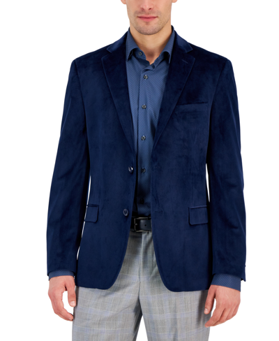 Shop Alfani Men's Slim-fit Solid Velvet Sport Coats, Created For Macy's In Navy