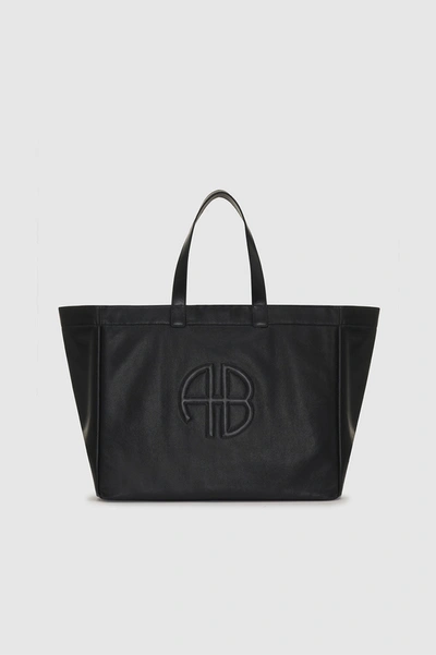 Anine Bing Large Rio Tote In Black Recycled Leather In Black