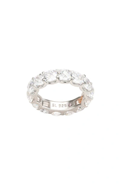 Suzy Levian Cubic Zirconia Eternity Band Ring In White