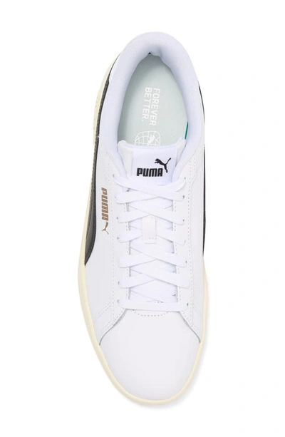 Puma Smash 3.0 Leather Sneaker In  White-black-gold-ivory