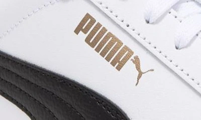Puma Smash 3.0 Leather Sneaker In  White-black-gold-ivory