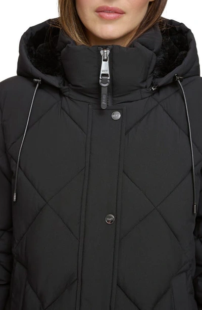 Shop Dkny Diamond Quilt Water Resistant Puffer Jacket In Ebony Black Stretch