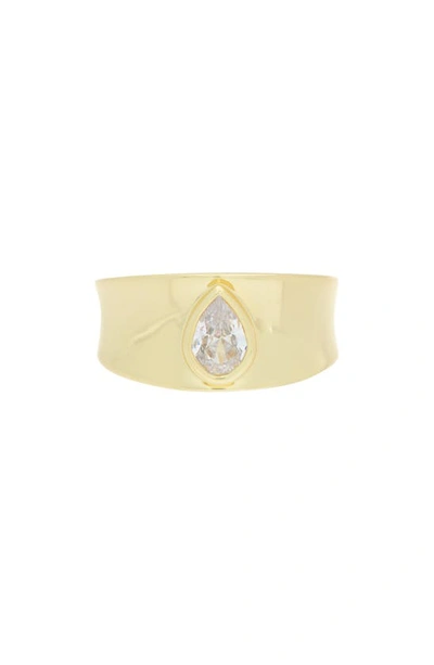 Shop Covet Teardrop Crystal Ring In Gold