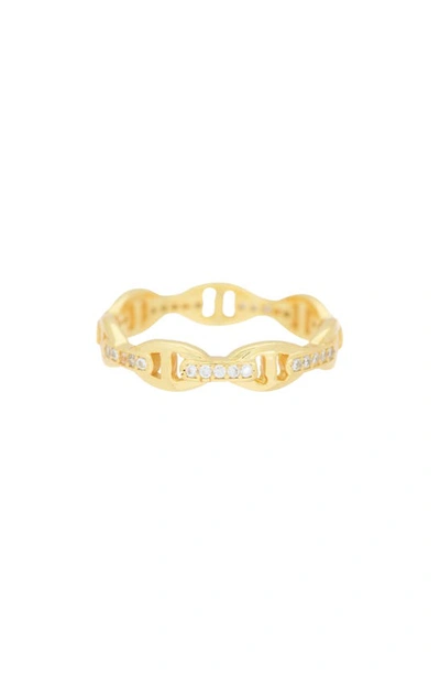 Shop Argento Vivo Sterling Silver Cz Chain Link Ring In Gold