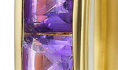 House Of Frosted Violet Amethyst Square Huggie Hoop Earrings In Gold