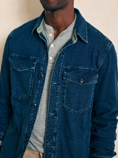 Shop Faherty Jersey Shirt Jacket In Indigo