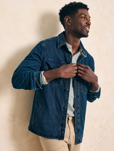 Shop Faherty Jersey Shirt Jacket In Indigo