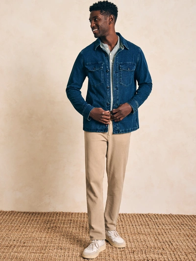 Shop Faherty Jersey Shirt Jacket In Indigo