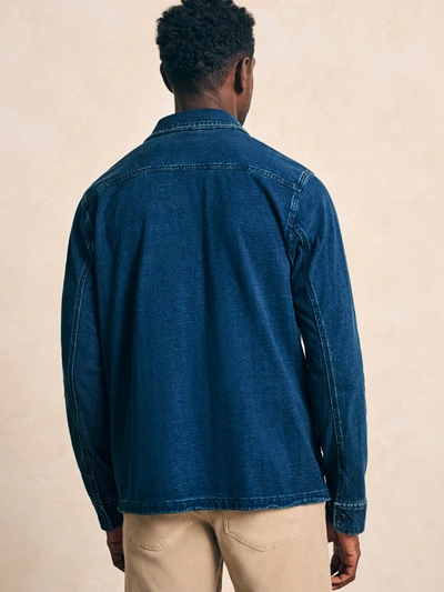 Shop Faherty Jersey Shirt Jacket In Indigo