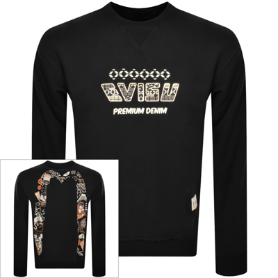 Shop Evisu Logo Crew Neck Sweatshirt Black