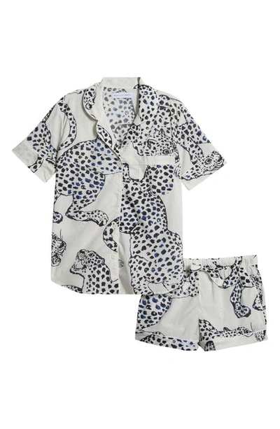 Desmond & Dempsey Print Cotton Short Pajamas In Jag Cream