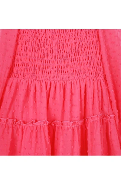 Shop Zunie Kids' Smocked Bodice Long Sleeve Dress In Fuchsia