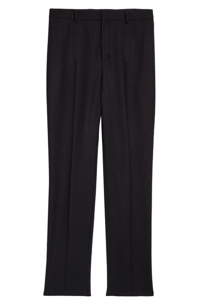 Shop Saint Laurent Pinstripe Wool Pants In Noir/ Gris