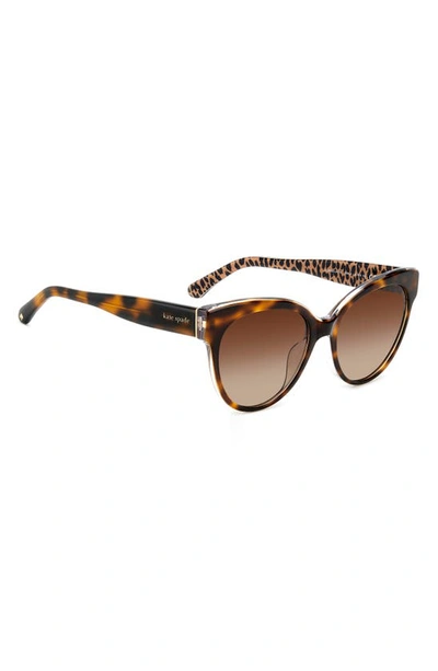 Shop Kate Spade Aubriela 55mm Gradient Round Sunglasses In Havana Pattern/ Brown Polar