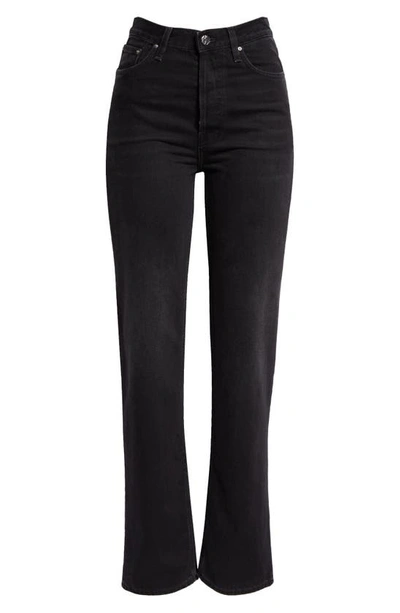 Shop Totême Classic High Waist Rigid Straight Leg Jeans In Faded Black