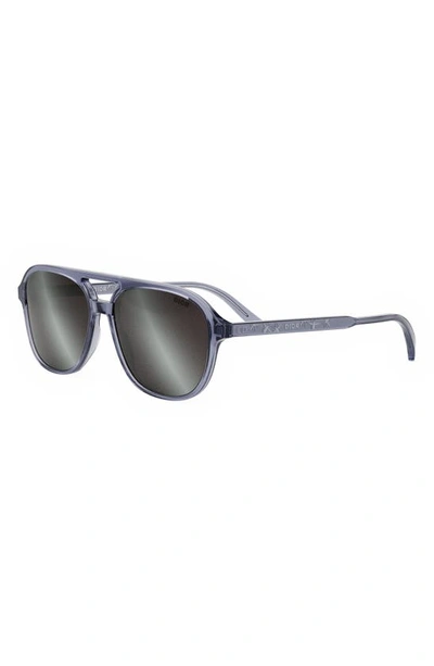 Shop Dior In N1i 57mm Pilot Sunglasses In Shiny Light Blue / Smoke