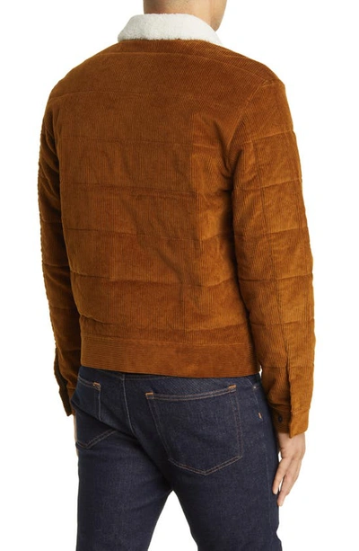 Shop Paige Vosler Corduroy Zip Jacket With Faux Shearling Collar In Cinnamon Cocoa