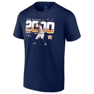 Shop Fanatics Branded Jose Altuve Navy Houston Astros 2,000 Career Hits T-shirt