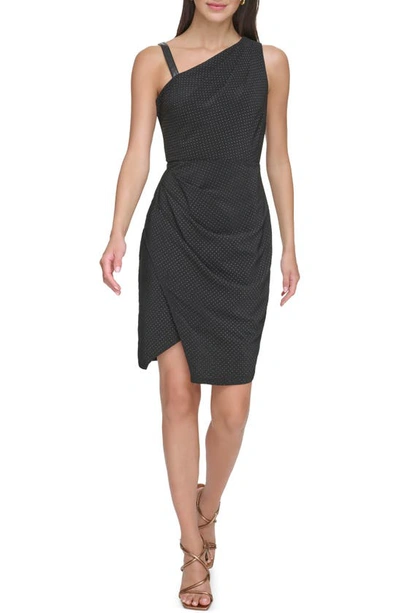 Shop Dkny Studded Asymmetric Minidress In Black