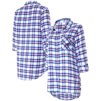 Shop Concepts Sport Royal Buffalo Bills Sienna Plaid Full-button Long Sleeve Nightshirt