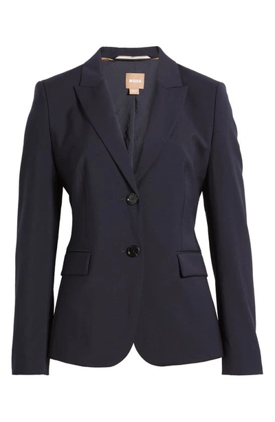 Hugo Boss Juleah Virgin Wool Blazer In Sky Captain