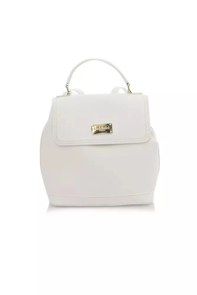 Shop Baldinini Trend Elegant White Flap Backpack With Golden Women's Accents
