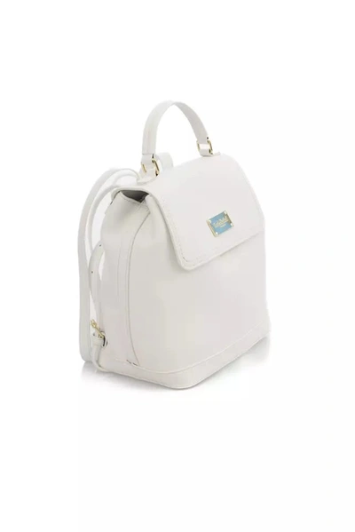 Shop Baldinini Trend Elegant White Flap Backpack With Golden Women's Accents