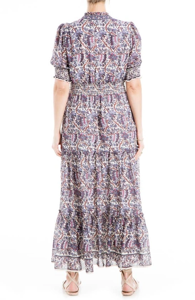 Shop Max Studio Floral Tiered Midi Dress In Dream/ Purple Floral