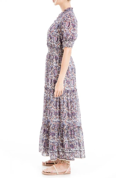 Shop Max Studio Floral Tiered Midi Dress In Dream/ Purple Floral