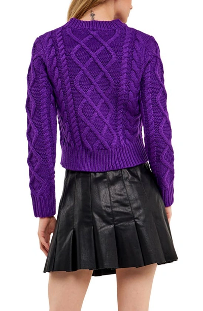 Shop English Factory Crop Cable Stitch Sweater In Purple