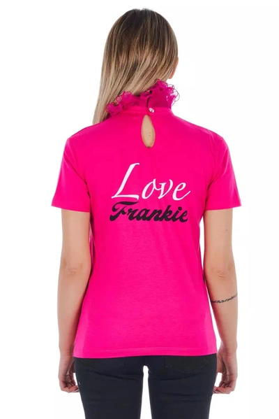 Shop Frankie Morello Chic Pink Lace-back High Neck Women's Tee