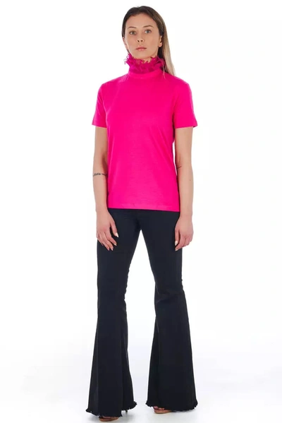 Shop Frankie Morello Chic Pink Lace-back High Neck Women's Tee