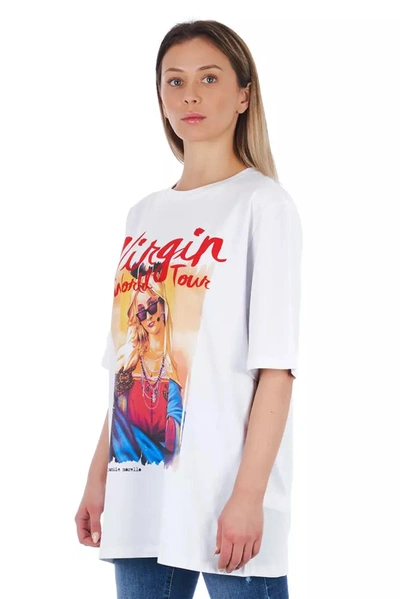Shop Frankie Morello Oversized Cotton Tee With Chic Women's Prints In White