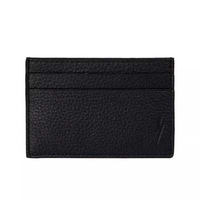 Shop Neil Barrett Sleek Black Leather Card Holder Men's Wallet