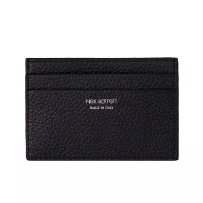 Shop Neil Barrett Sleek Black Leather Card Holder Men's Wallet