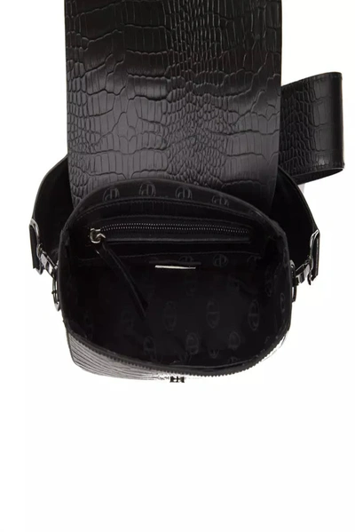 Shop Pompei Donatella Elegant Croc-effect Leather Crossbody Women's Bag In Black