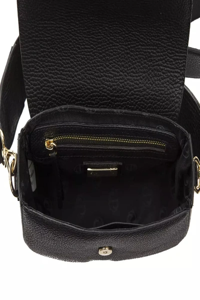 Shop Pompei Donatella Elegant Black Leather Crossbody Women's Bag