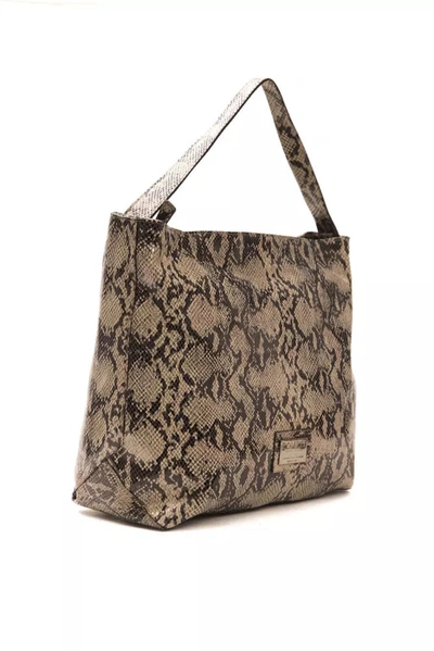 Shop Pompei Donatella Elegant Python Print Leather Shoulder Women's Bag In Brown
