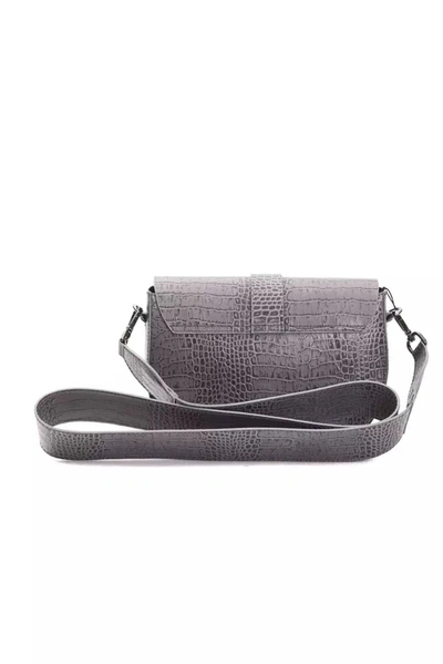 Shop Pompei Donatella Elegant Crocodile-print Leather Crossbody Women's Bag In Gray