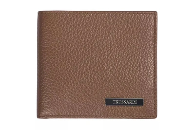 Shop Trussardi Elegant Embossed Leather Men's Men's Wallet In Brown
