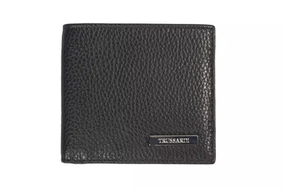 Shop Trussardi Elegant Embossed Leather Men's Men's Wallet In Black