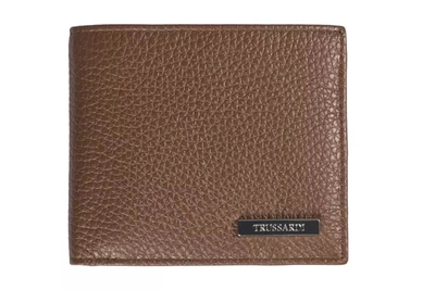 Shop Trussardi Elegant Tumbled Leather Men's Men's Wallet In Brown
