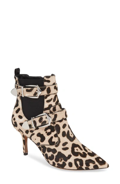 Linea Paolo Nikita Ii Genuine Calf Hair Bootie In White Black Leopard Calf Hair