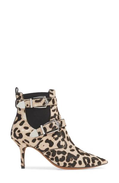 Linea Paolo Nikita Ii Genuine Calf Hair Bootie In White Black Leopard Calf Hair